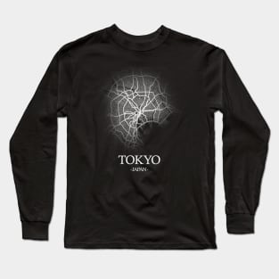 Tokyo City Map - Japan Cartography White Long Sleeve T-Shirt